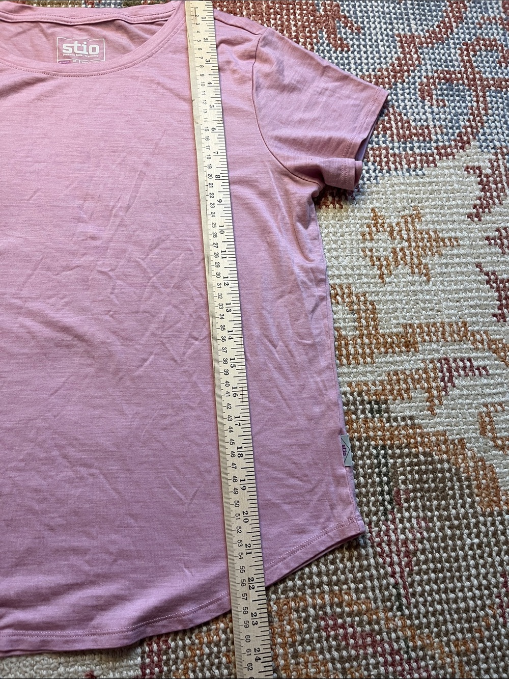 Stio Women’s Pink Wool Blend Slub Crew Neck Short Sleeve Tee Sz Medium Like New - Picture 3 of 7